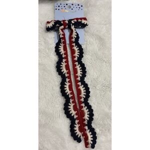 Oh My Stars! Crochet Scalloped Hair Bow girls OS Red White Blue Patriotic